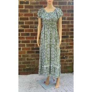 Mi Ami Women's Maxi Flowered Dress‎ Size Small Sleeveless Wide Collar Pullover